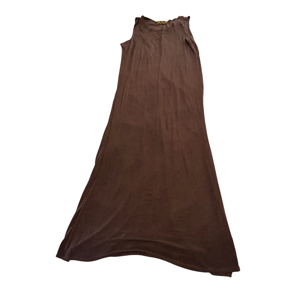 Mirasol Brown Sleeveless Maxi Dress XL Rayon Spandex Stretch Tank Dress USA Made